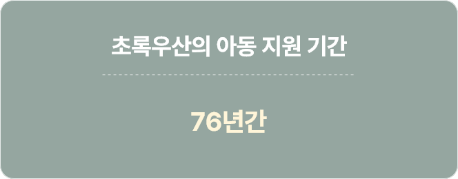 초록우산의 아동 지원 기간 : 76년간